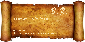Bierer Rózsa névjegykártya